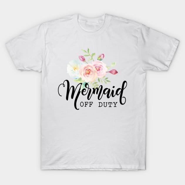 Mermaid Off Duty Floral T-Shirt by TheBlackCatprints
